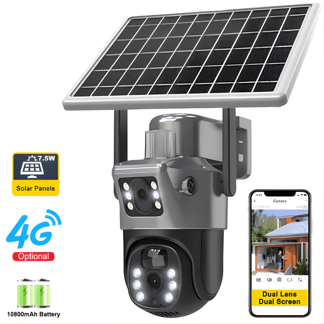 Solarna sigurnosna kamera - Sigurnost sa dva Sočiva