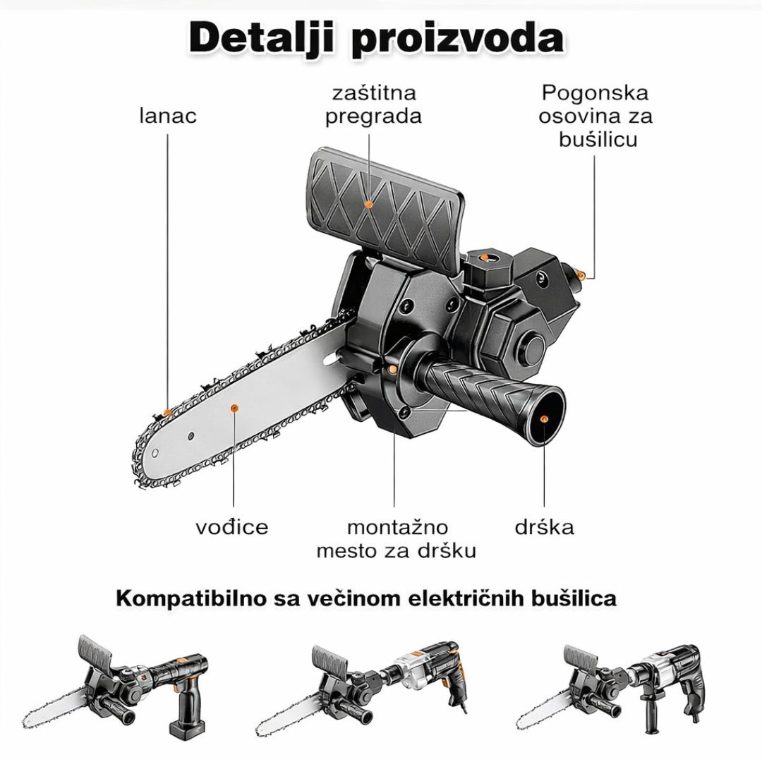 Motorna testera adapter za bušilicu