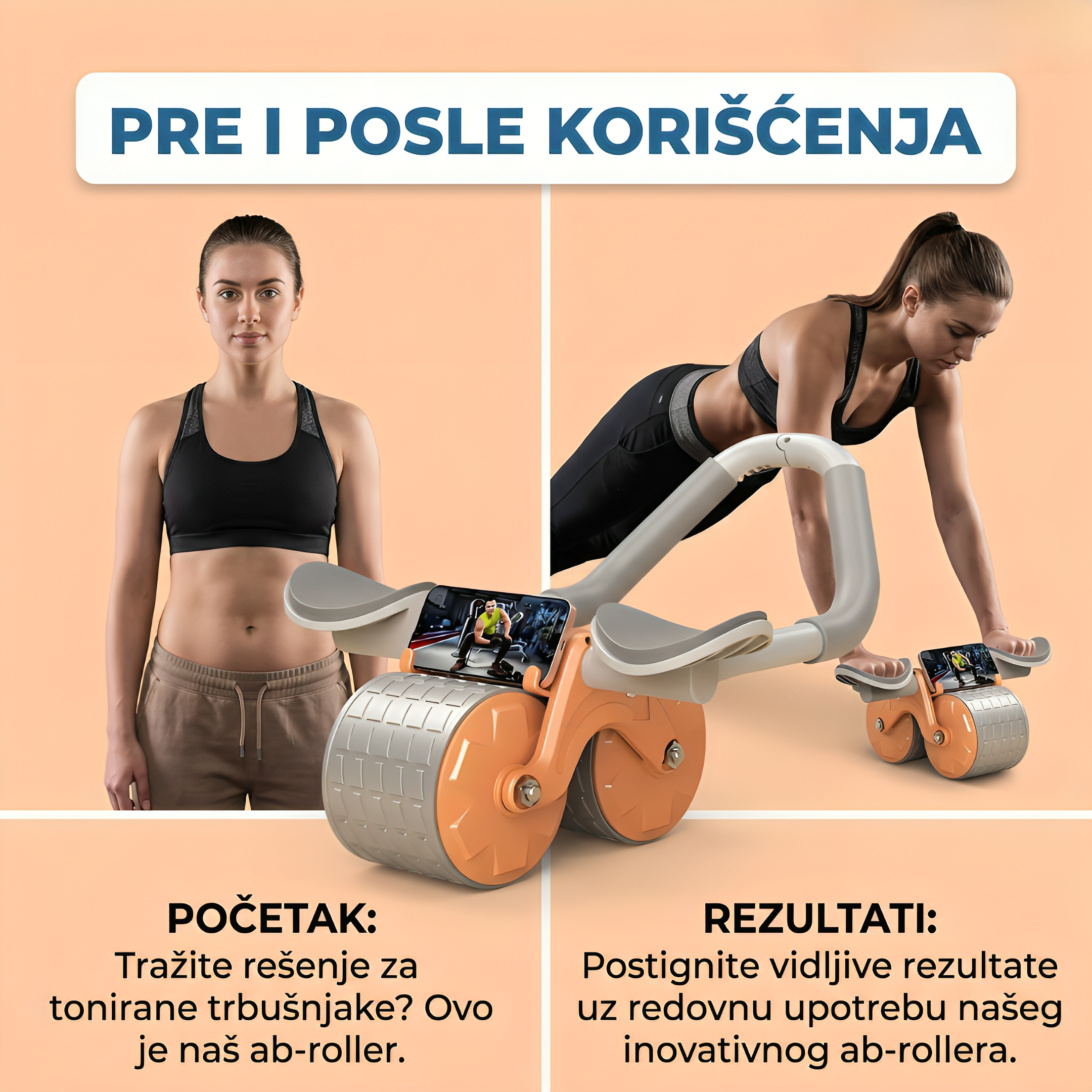 AB Roller sa Automatskim Povratom – Profesionalni Trening za Stomak i Core