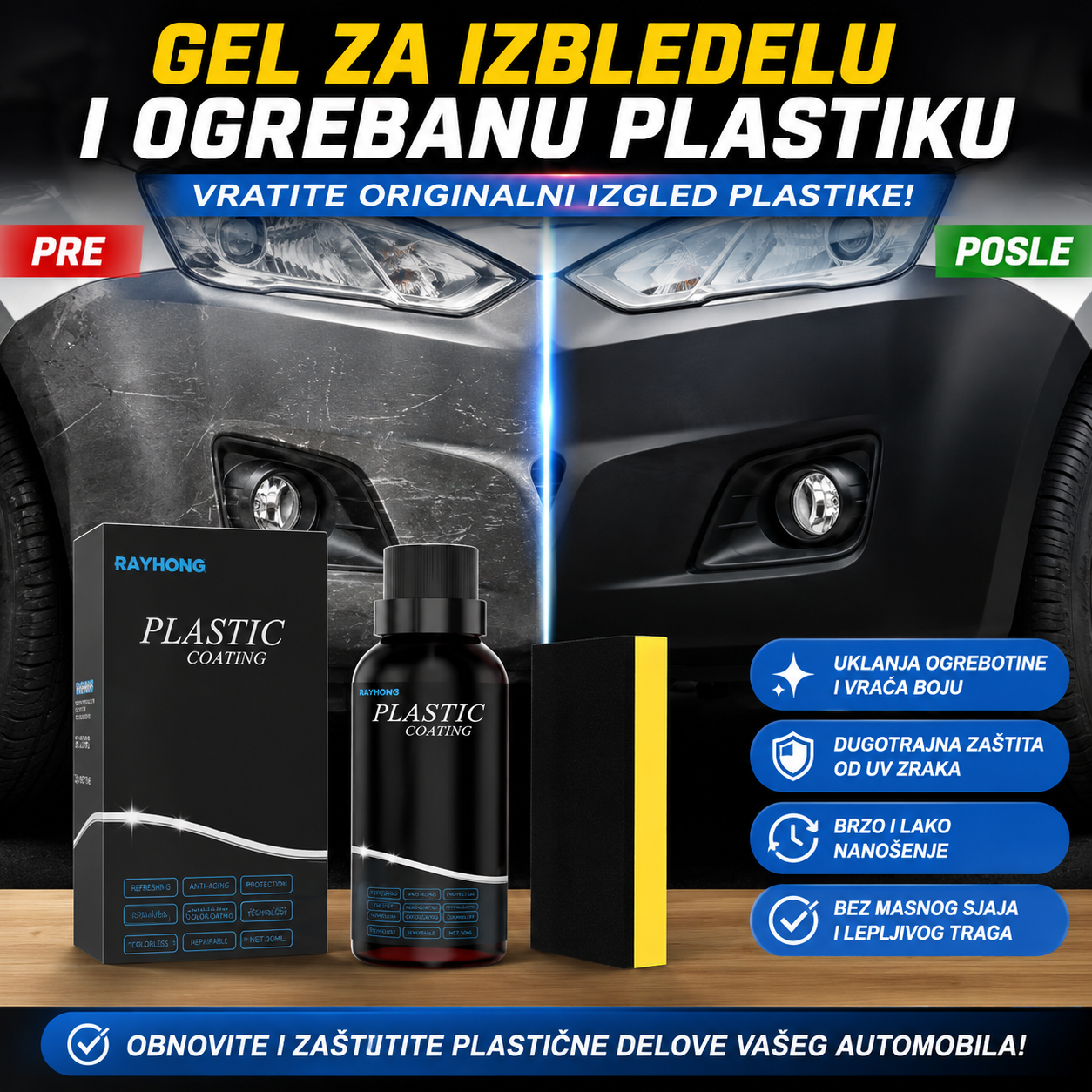 Gel za izbledelu i ogreban plastiku 1+1 Gratis!
