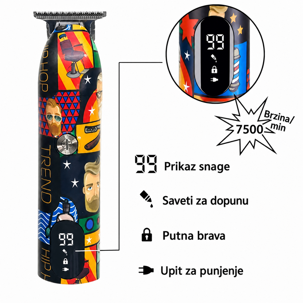 Graffiti Mašinica + Trimer 1+1 – Profesionalno Šišanje i Brijanje Kod Kuće